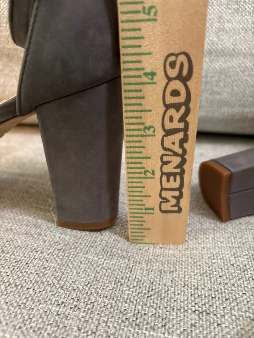Vince Camuto Gray Taupe Suede Ankle-Strap Block Heels